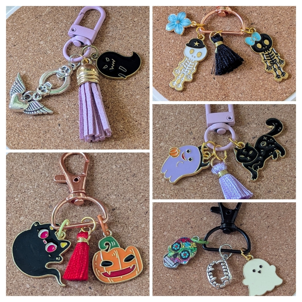 Halloween Charms Bag Purse Backpack Zipper Clips Handcrafted Keyrings